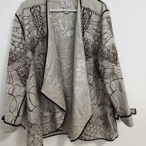 Chico's Beige and Brown Patterned Cardigan/ jacket size 3 like new